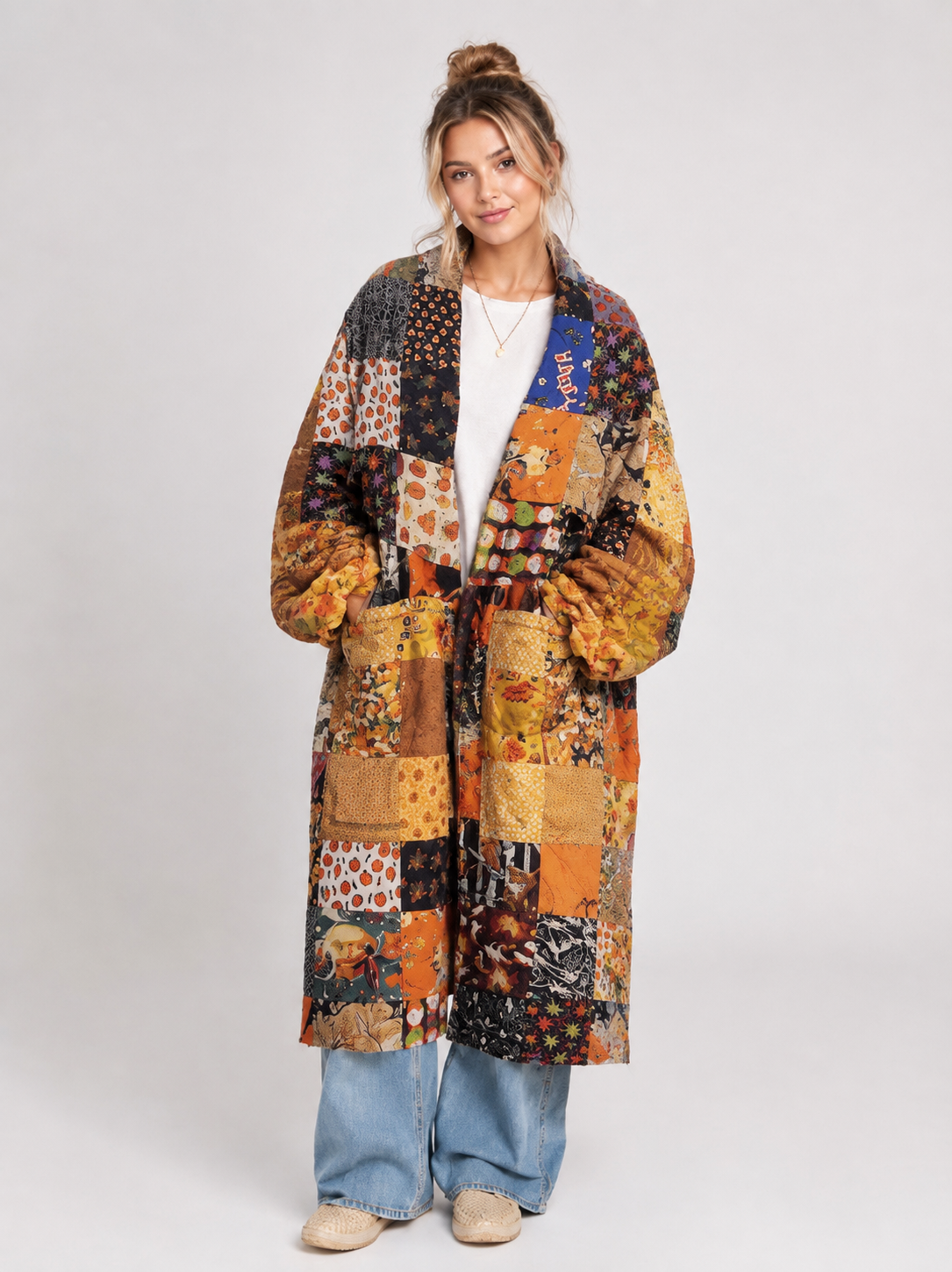 Vintage Quilted Long Coat