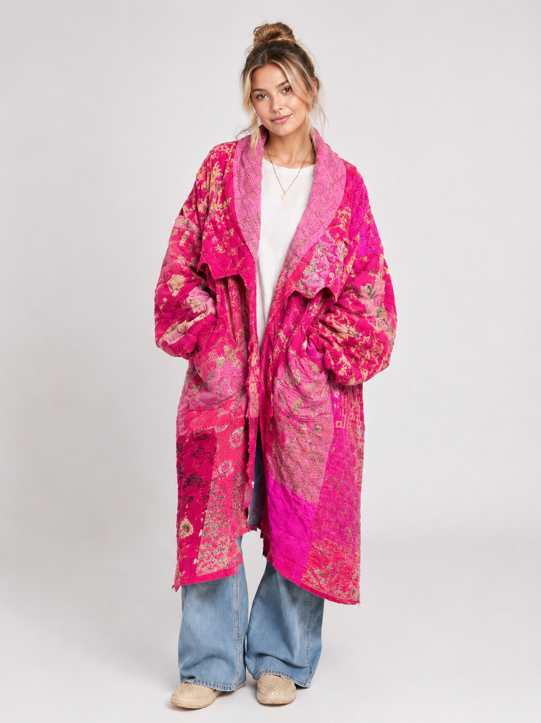 Vintage Quilted Long Coat