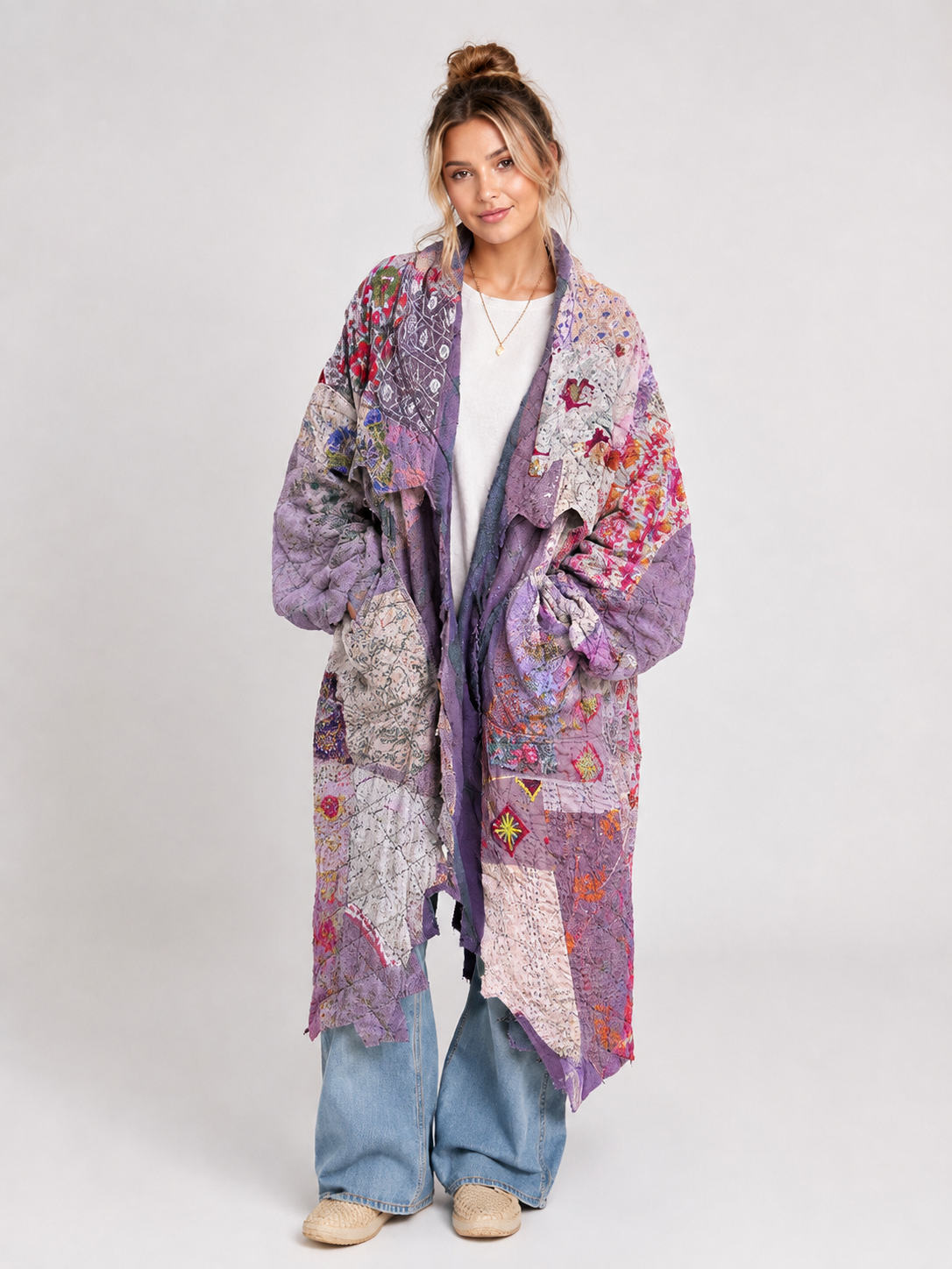 Vintage Quilted Long Coat