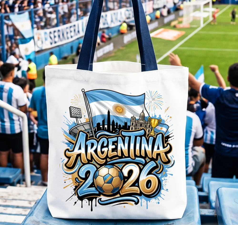 Argentina 2026 Soccer Cup Global Championship Tote Bag, Fans Football Gift Shopper