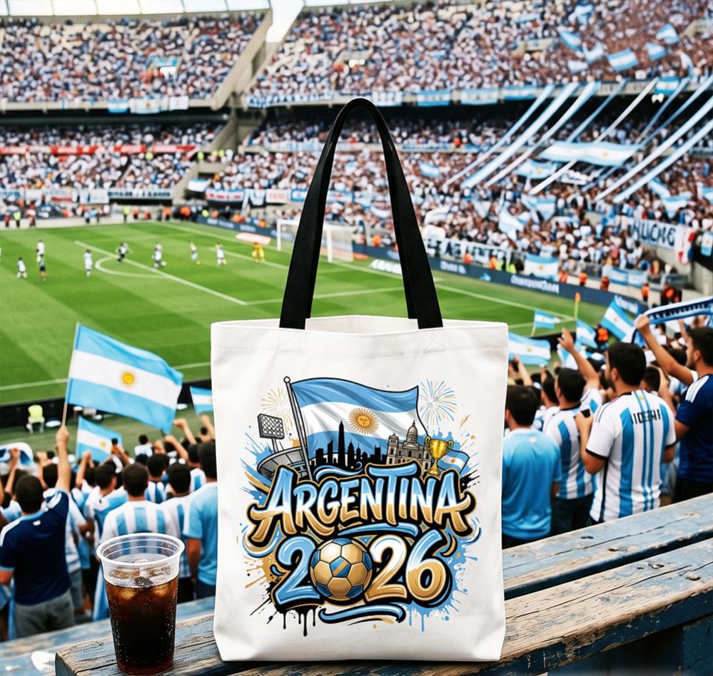 Argentina 2026 Soccer Cup Global Championship Tote Bag, Fans Football Gift Shopper