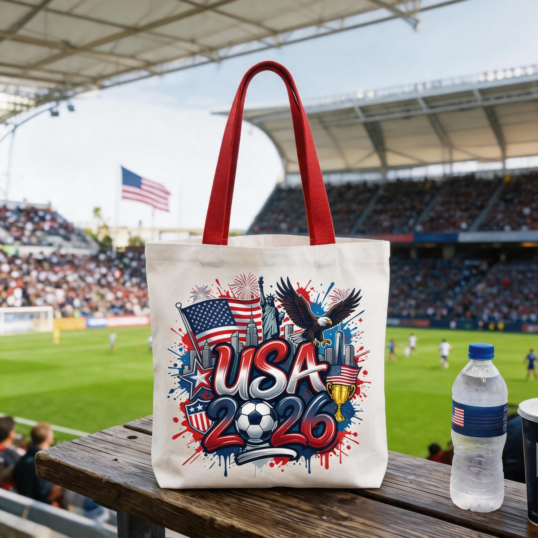 USA 2026 Soccer Cup Global Championship Tote Bag, Fans Football Gift Shopper