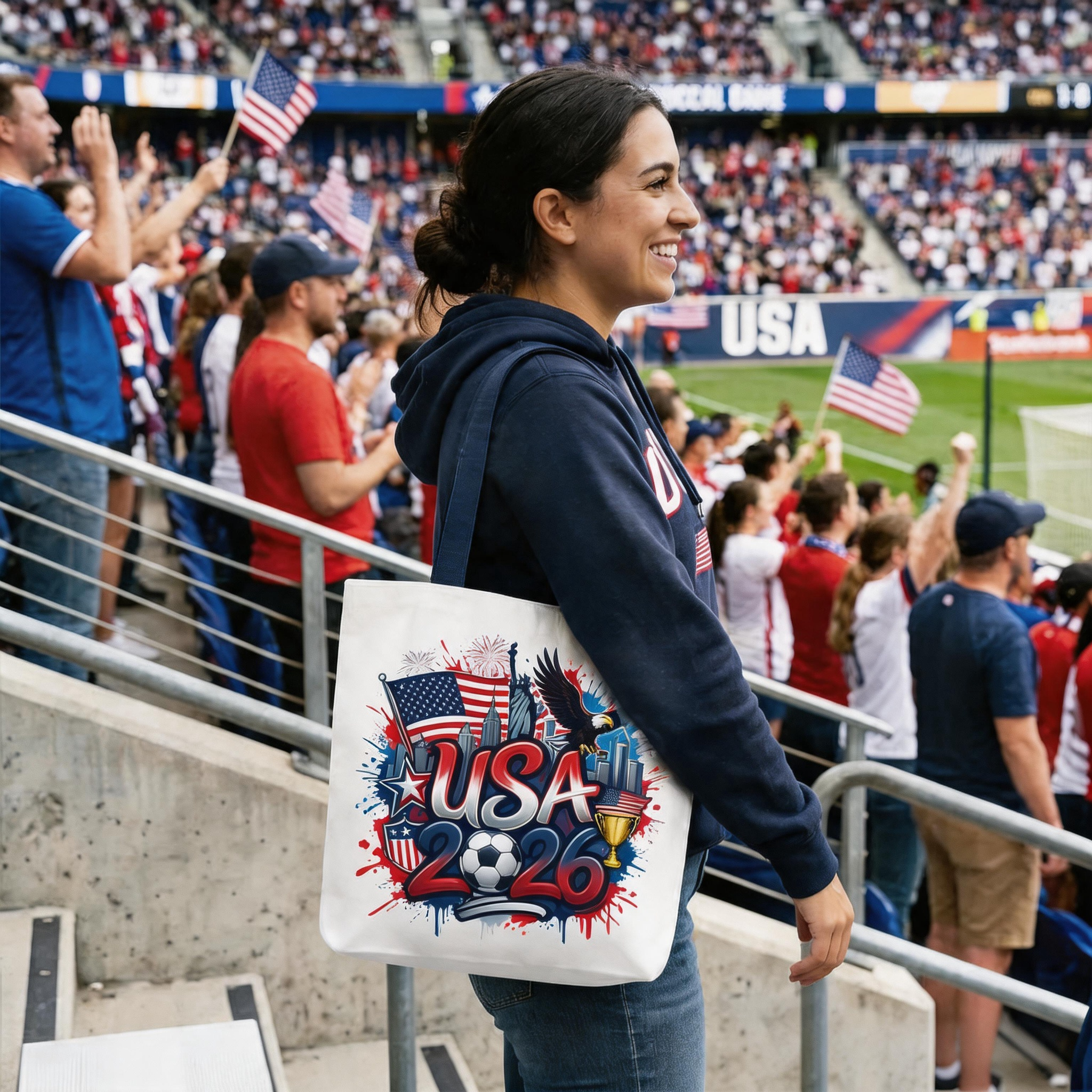 USA 2026 Soccer Cup Global Championship Tote Bag, Fans Football Gift Shopper