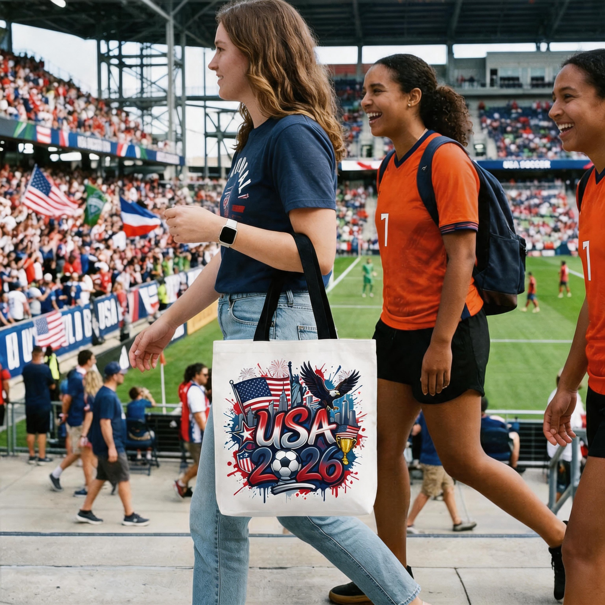 USA 2026 Soccer Cup Global Championship Tote Bag, Fans Football Gift Shopper