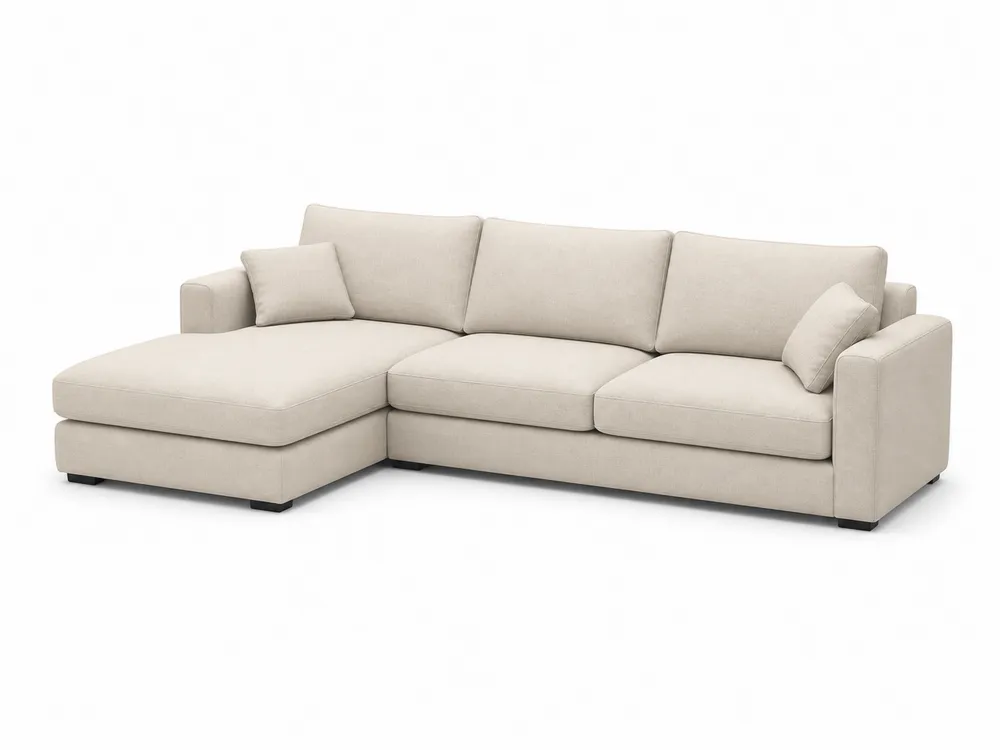 Ecksofa aus Polyestergewebe Beige mit Ottomane