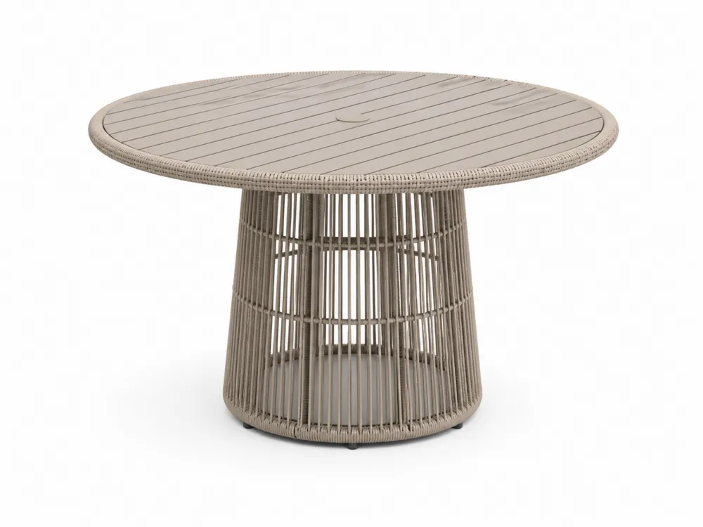 Runder Gartentisch mit Aluminiumplatte und Polyethylen-Gestell Ø 120 cm Beige