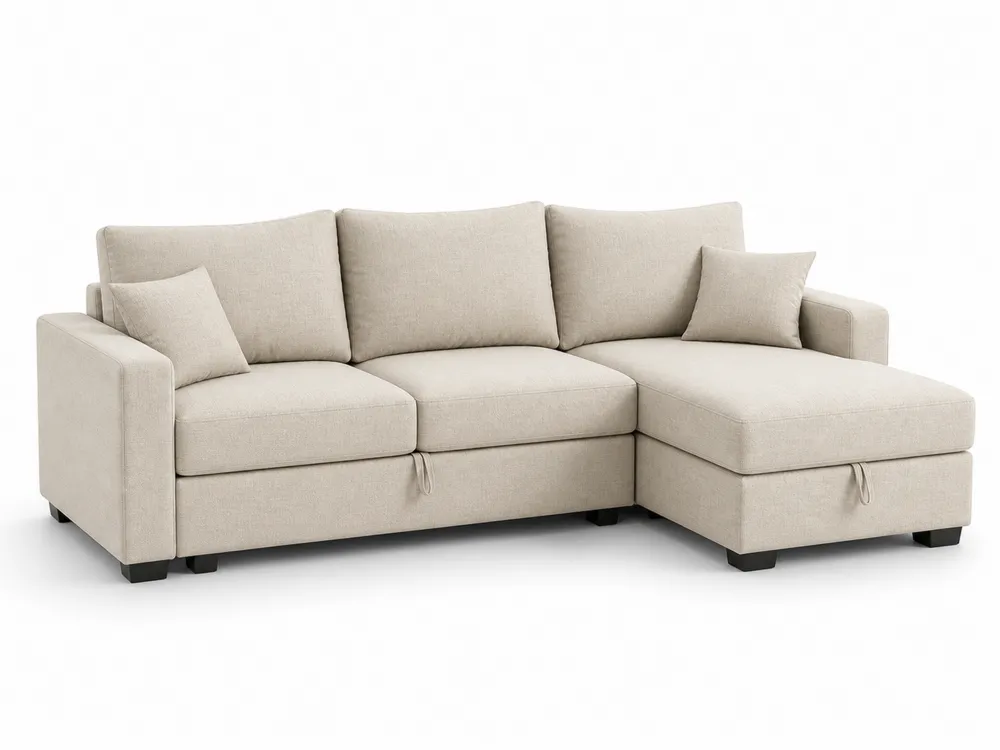 Ecksofa mit Ottomane, Leinen, 250 cm