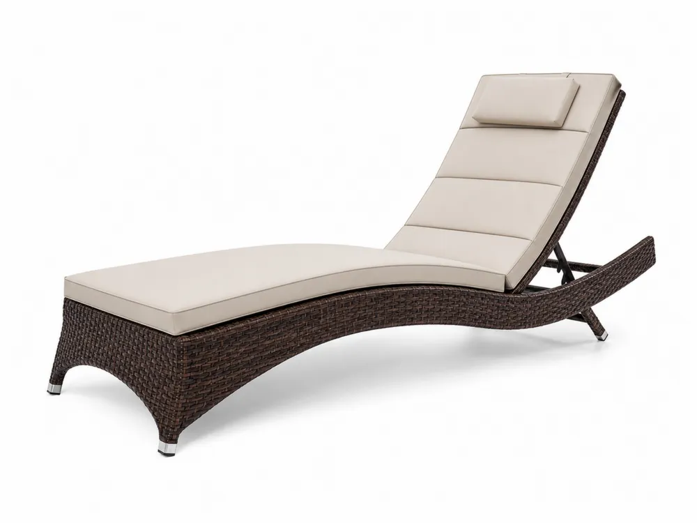 Outdoor-Liege Poly-Rattan Braun mit Verstellbarer Rückenlehne