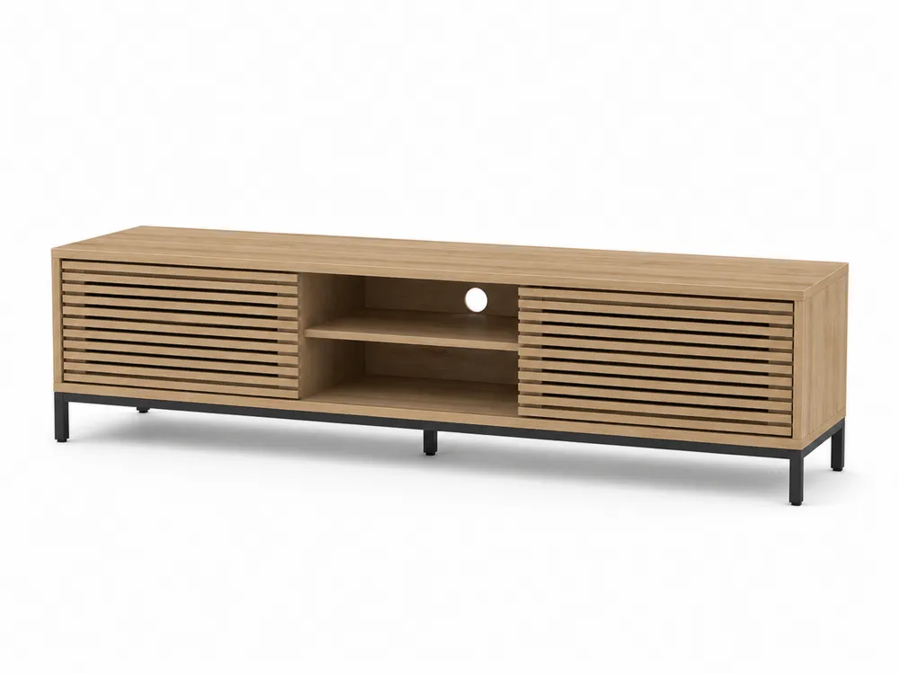 TV-Schrank Eiche mit Metallrahmen 150x35x45 cm Natur