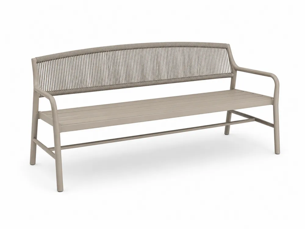 Gartenbank Aluminium Beige mit Seilgeflecht