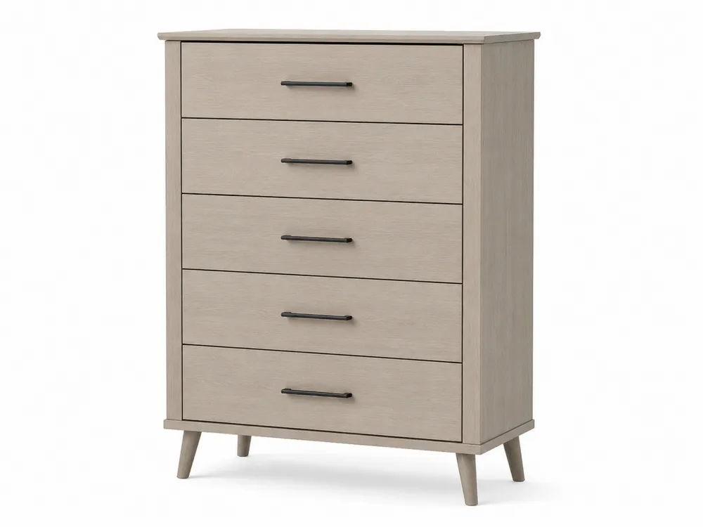 Kommode mit 5 Schubladen Eichenholz Beige 120x80x40cm