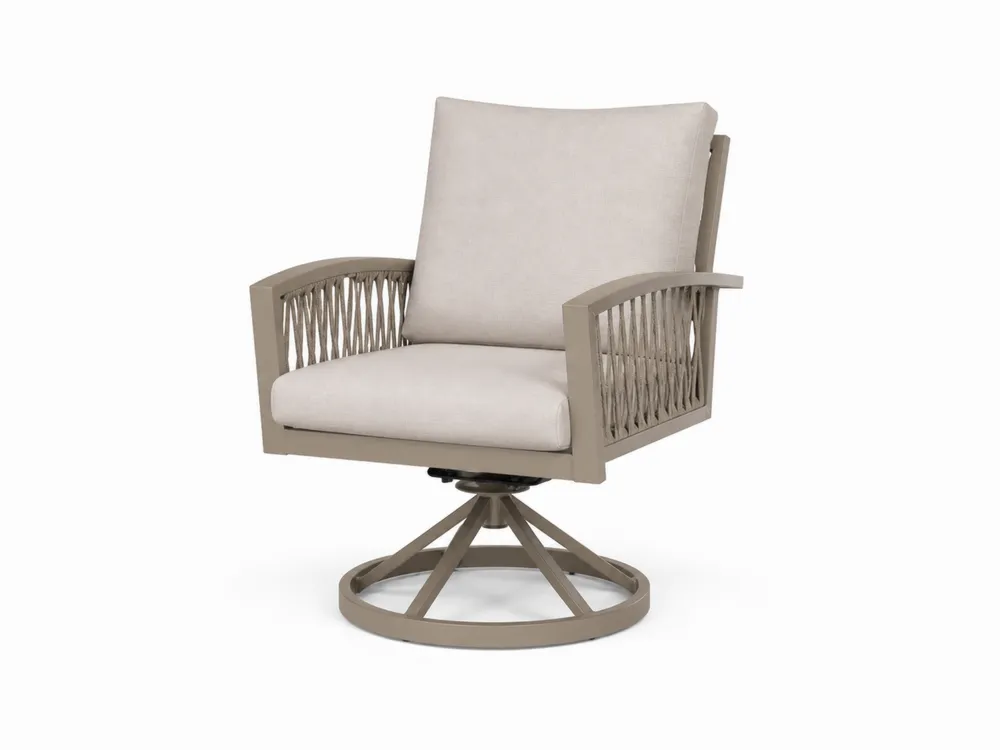 Drehbarer Gartenstuhl aus Aluminium mit Polyesterkissen Beige