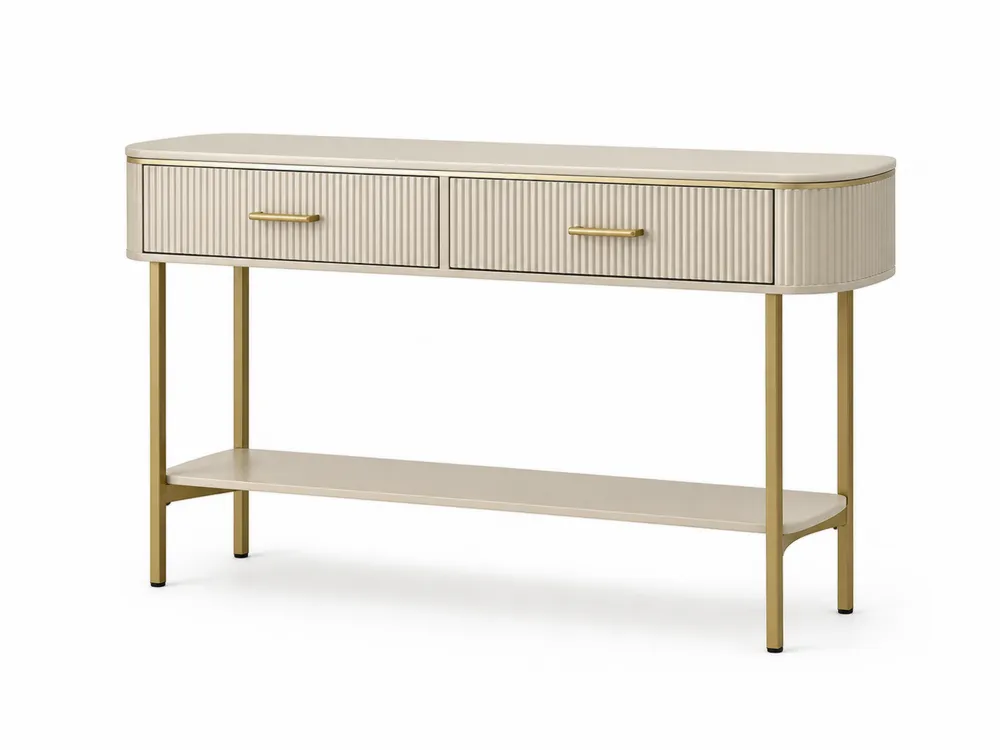 Konsolentisch mit 2 Schubladen Holzwerkstoff Metall Beige