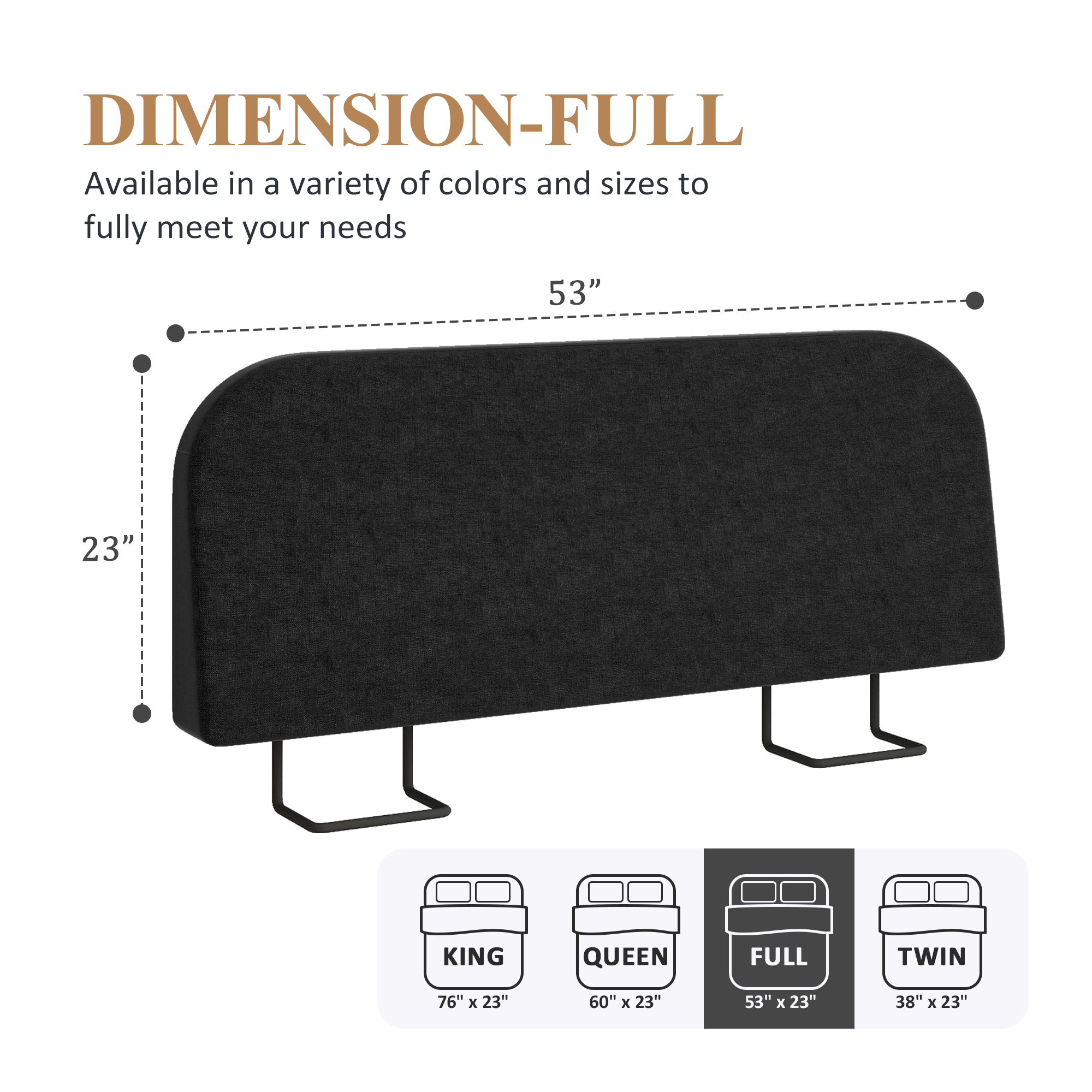 Full Size No-Assembly 6" Thick Upholstered T-Shaped Headboard, Soft Linen Padded Wedge Backrest for Platform Beds & Metal Bed Frames, Fits 6"-15" Mattresses, Headboard Only- Black