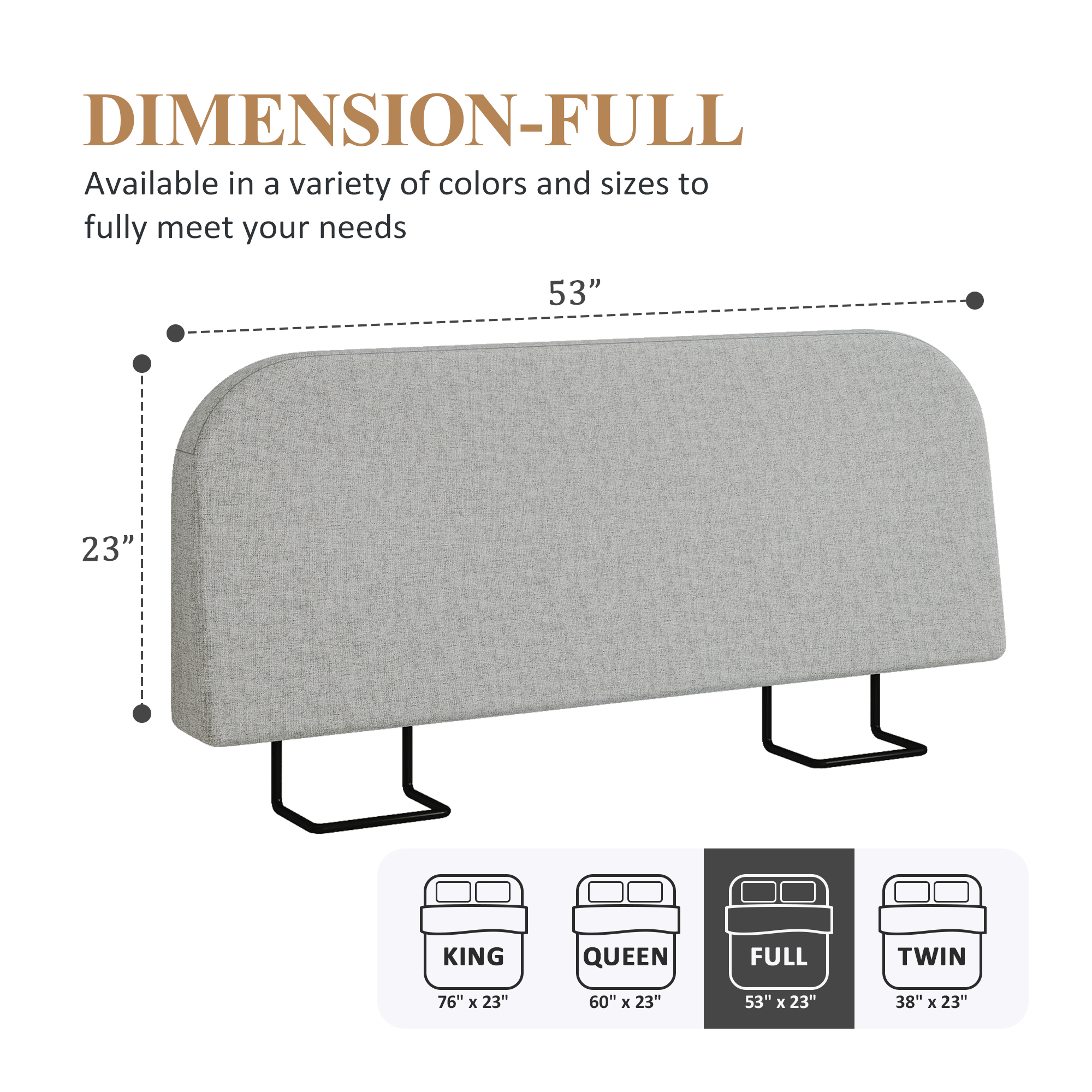Full Size No-Assembly 6" Thick Upholstered T-Shaped Headboard, Soft Linen Padded Wedge Backrest for Platform Beds & Metal Bed Frames, Fits 6"-15" Mattresses, Headboard Only- Light Gray
