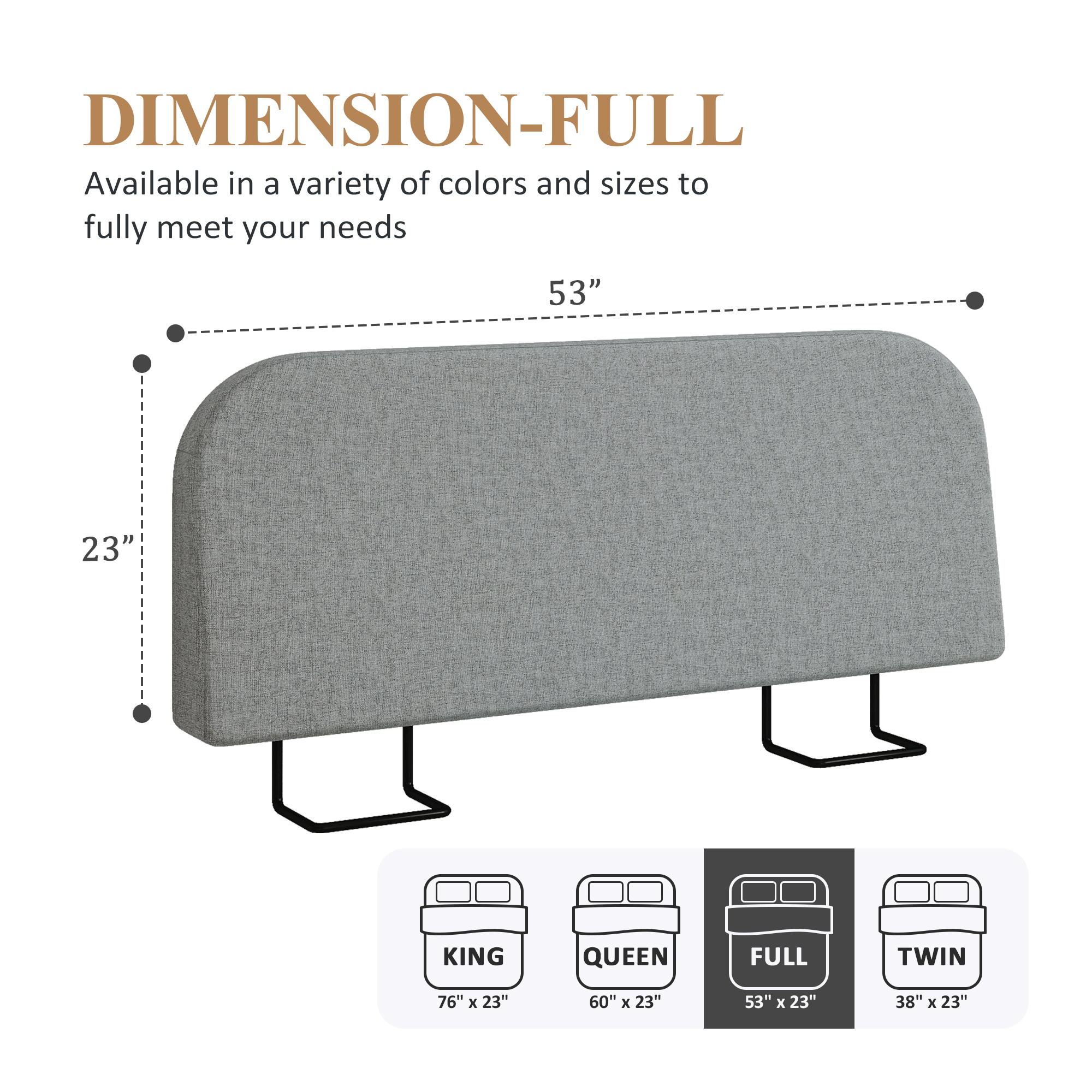 Full Size No-Assembly 6" Thick Upholstered T-Shaped Headboard, Soft Linen Padded Wedge Backrest for Platform Beds & Metal Bed Frames, Fits 6"-15" Mattresses, Headboard Only- Dark Gray