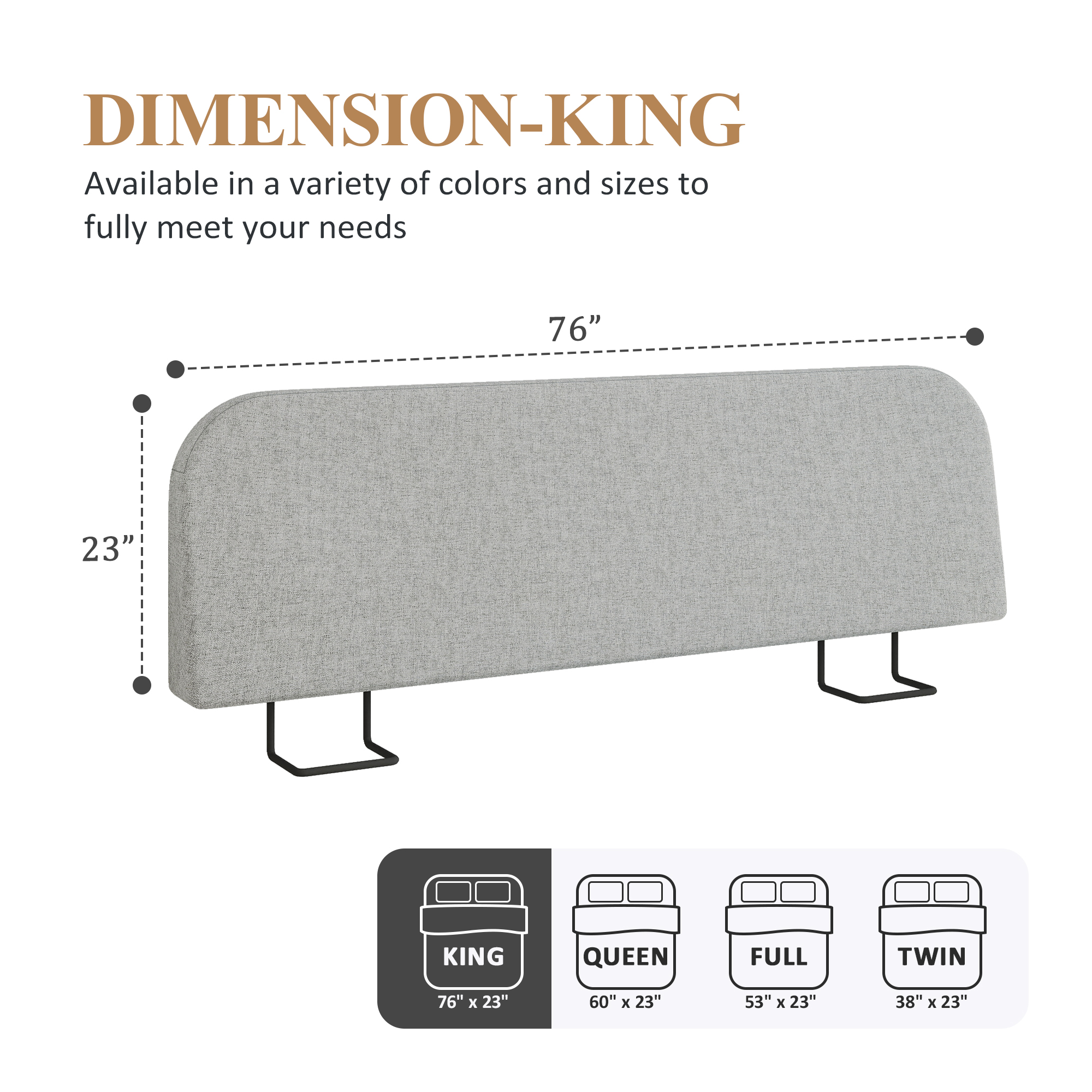 King Size No-Assembly 6" Thick Upholstered T-Shaped Headboard, Soft Linen Padded Wedge Backrest for Platform Beds & Metal Bed Frames, Fits 6"-15" Mattresses, Headboard Only- Light Gray