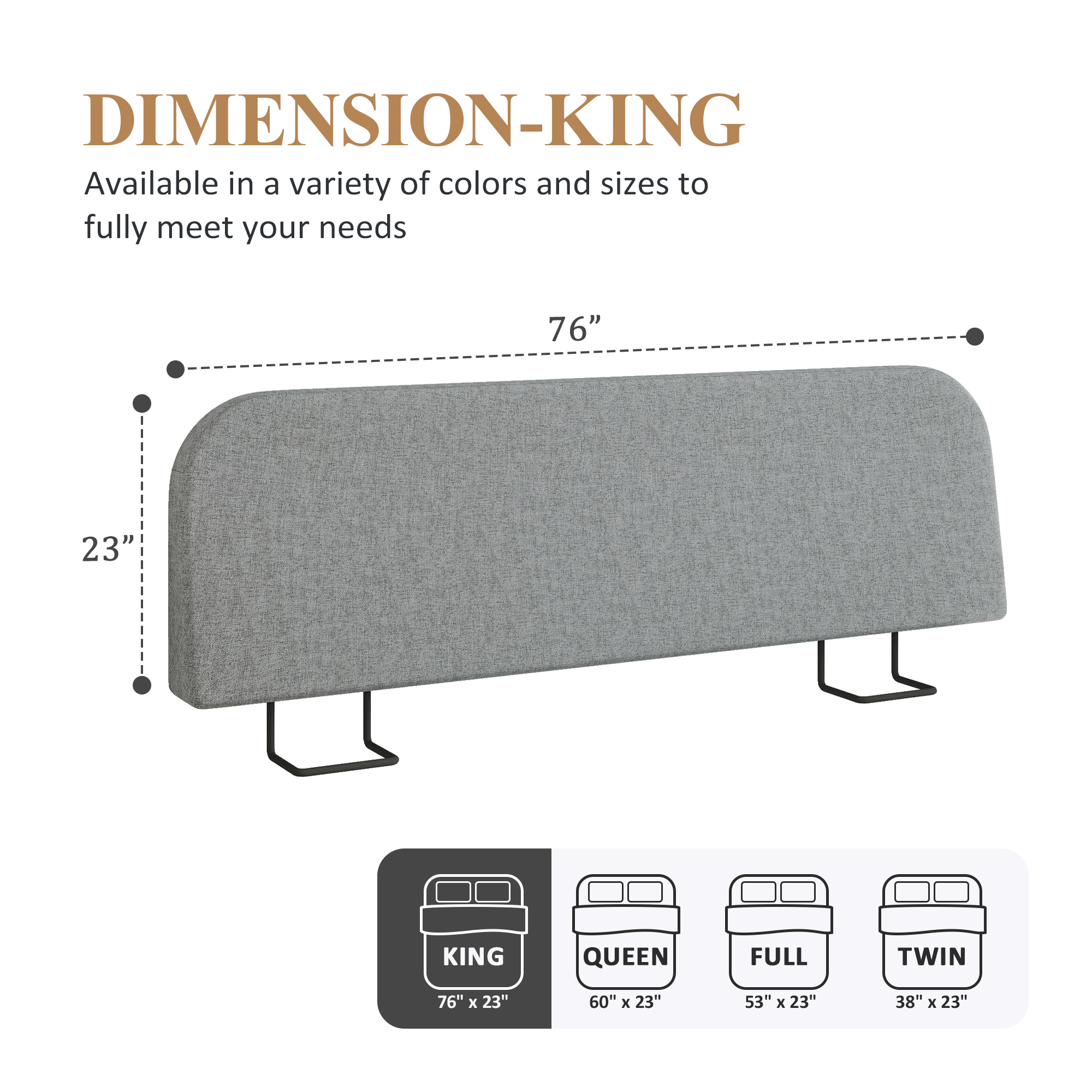 King Size No-Assembly 6" Thick Upholstered T-Shaped Headboard, Soft Linen Padded Wedge Backrest for Platform Beds & Metal Bed Frames, Fits 6"-15" Mattresses, Headboard Only- Dark Gray