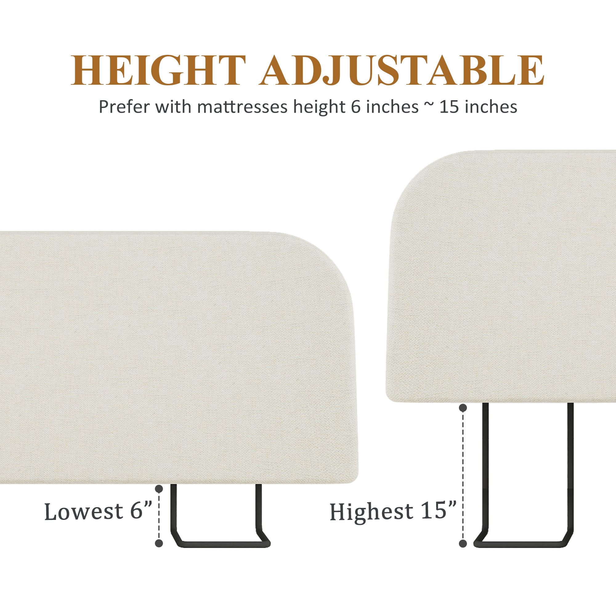No-Assembly 6" Extra-Thick Upholstered Headboard, T-Shaped Modern Linen Padded Headboard Only