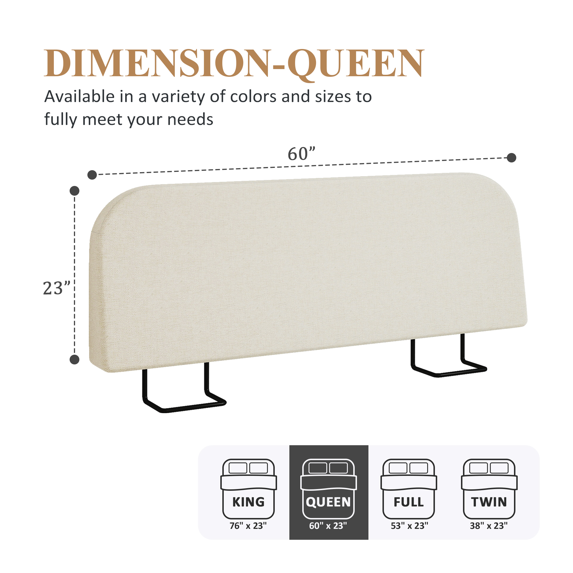 No-Assembly 6" Extra-Thick Upholstered Headboard, T-Shaped Modern Linen Padded Headboard Only