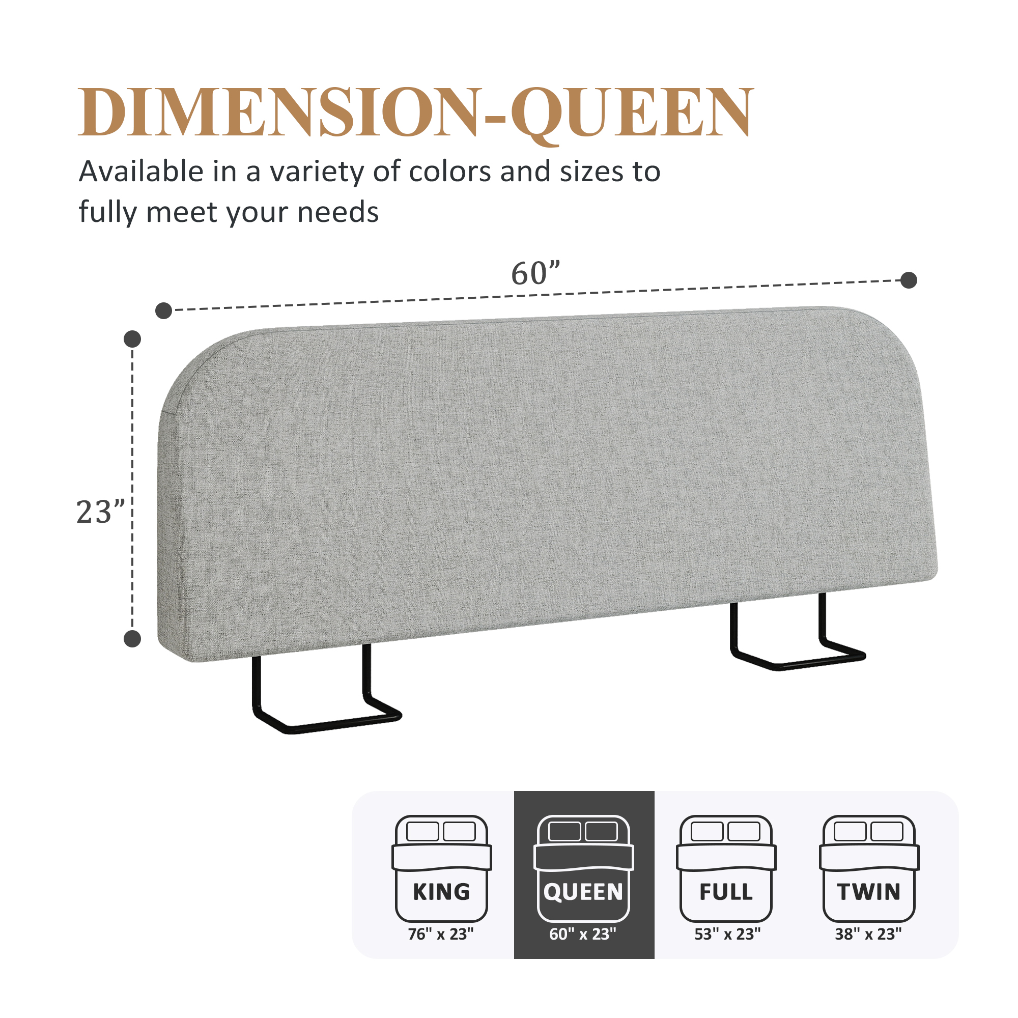 Queen Size No-Assembly 6" Thick Upholstered T-Shaped Headboard, Soft Linen Padded Wedge Backrest for Platform Beds & Metal Bed Frames, Fits 6"-15" Mattresses, Headboard Only- Light Gray