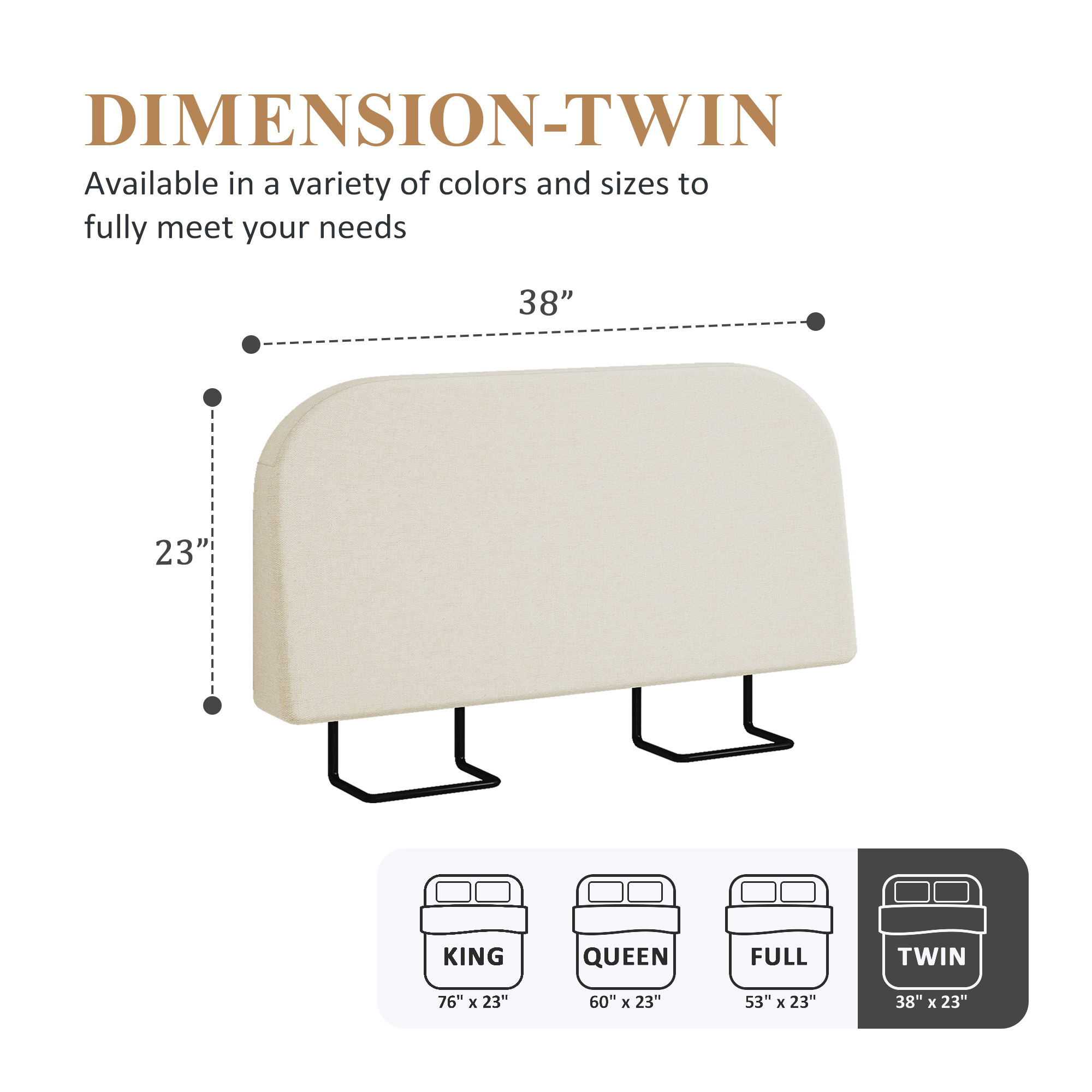 Twin Size No-Assembly 6" Thick Upholstered T-Shaped Headboard, Soft Linen Padded Wedge Backrest for Platform Beds & Metal Bed Frames, Fits 6"-15" Mattresses, Headboard Only- Light Gray