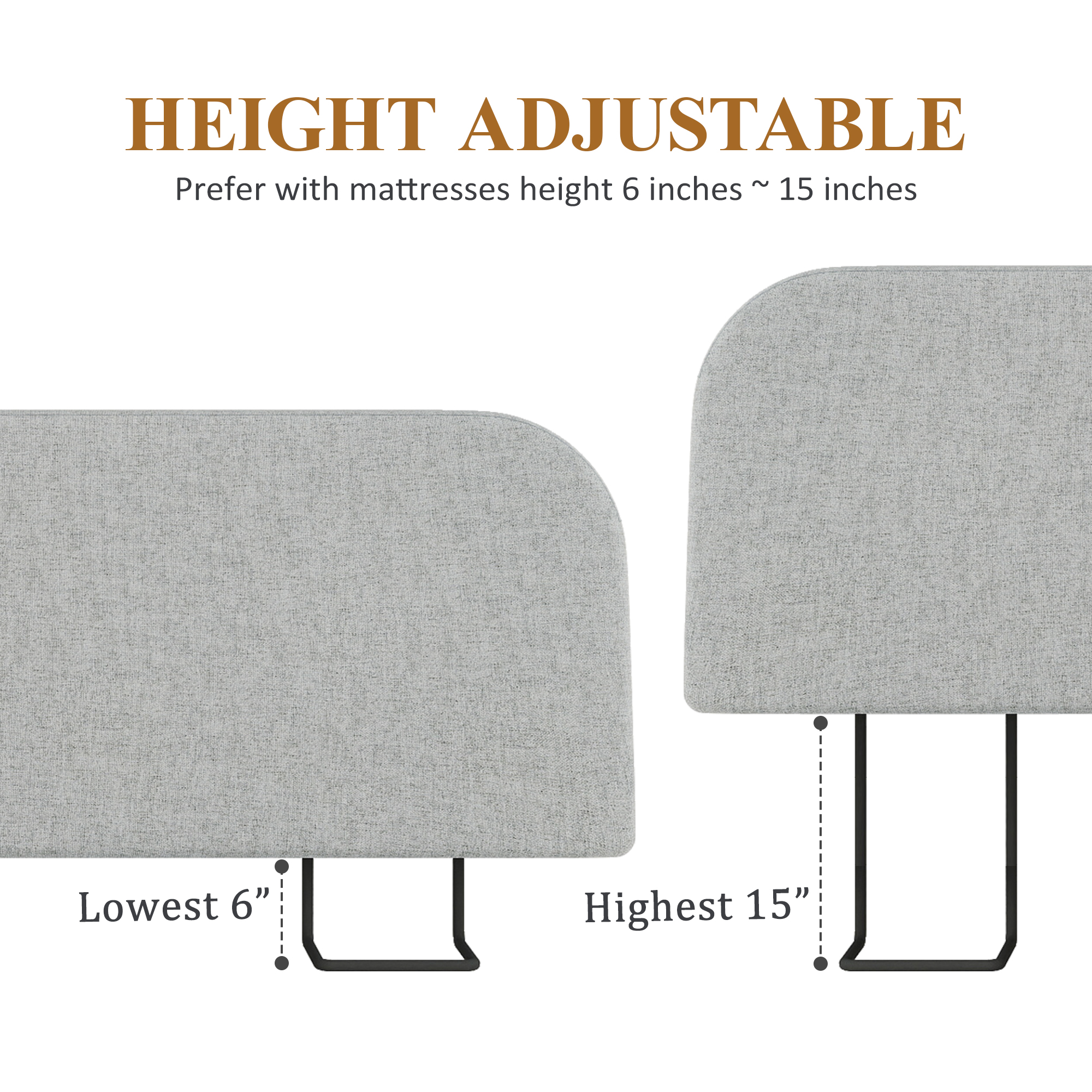 No-Assembly 6" Extra-Thick Upholstered Headboard, T-Shaped Modern Linen Padded Headboard Only