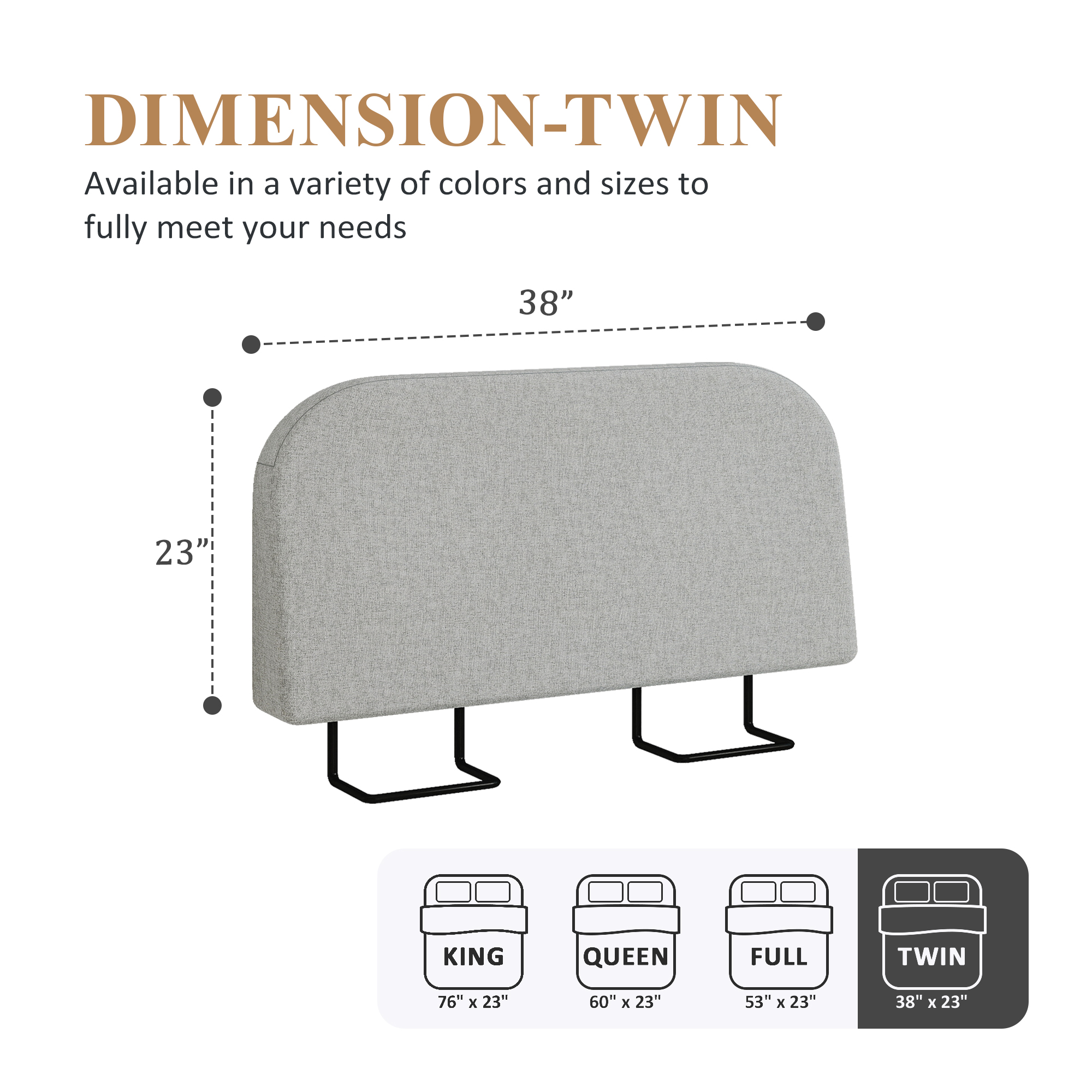 Twin Size No-Assembly 6" Thick Upholstered T-Shaped Headboard, Soft Linen Padded Wedge Backrest for Platform Beds & Metal Bed Frames, Fits 6"-15" Mattresses, Headboard Only- Light Gray
