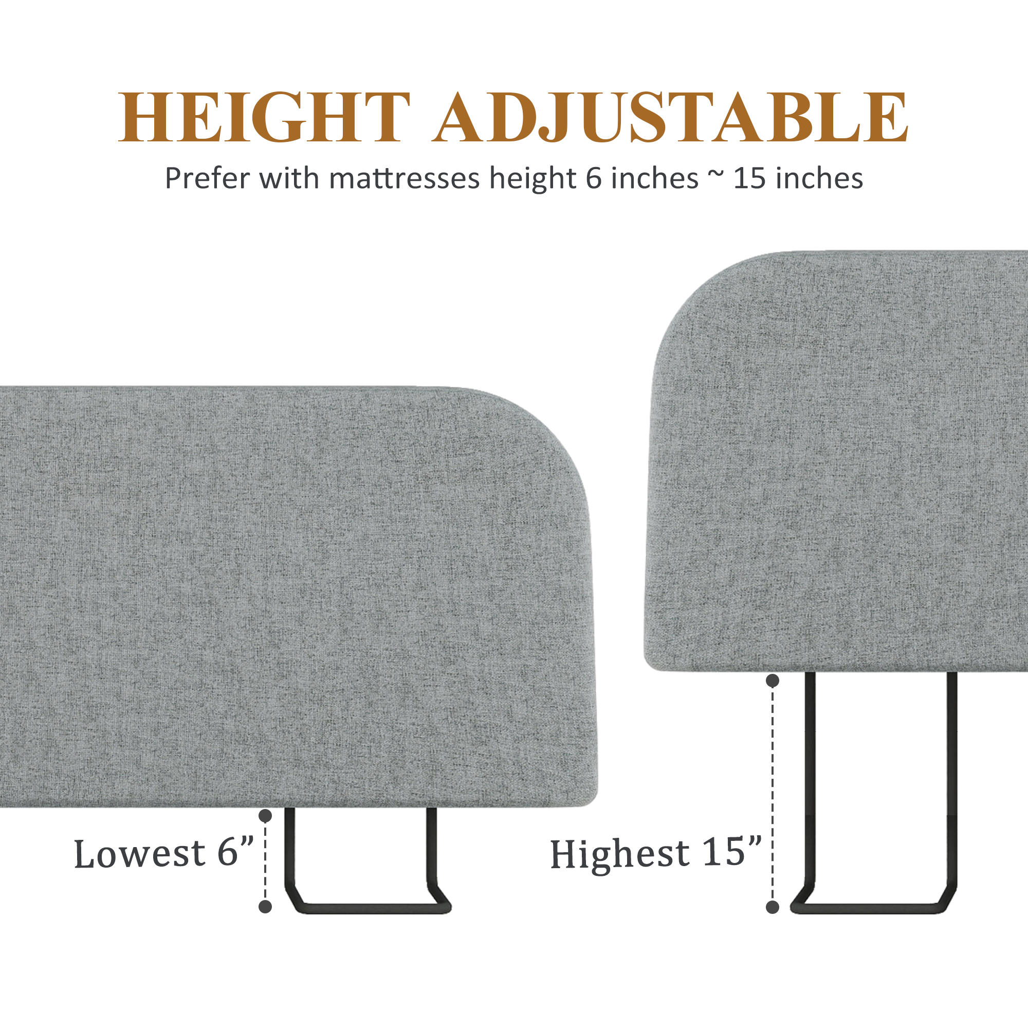 No-Assembly 6" Extra-Thick Upholstered Headboard, T-Shaped Modern Linen Padded Headboard Only