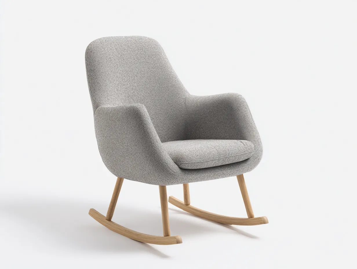 Fauteuil à bascule - tissu-bois massif - 79x89x99 cm - gris clair - style moderne-Casaupden