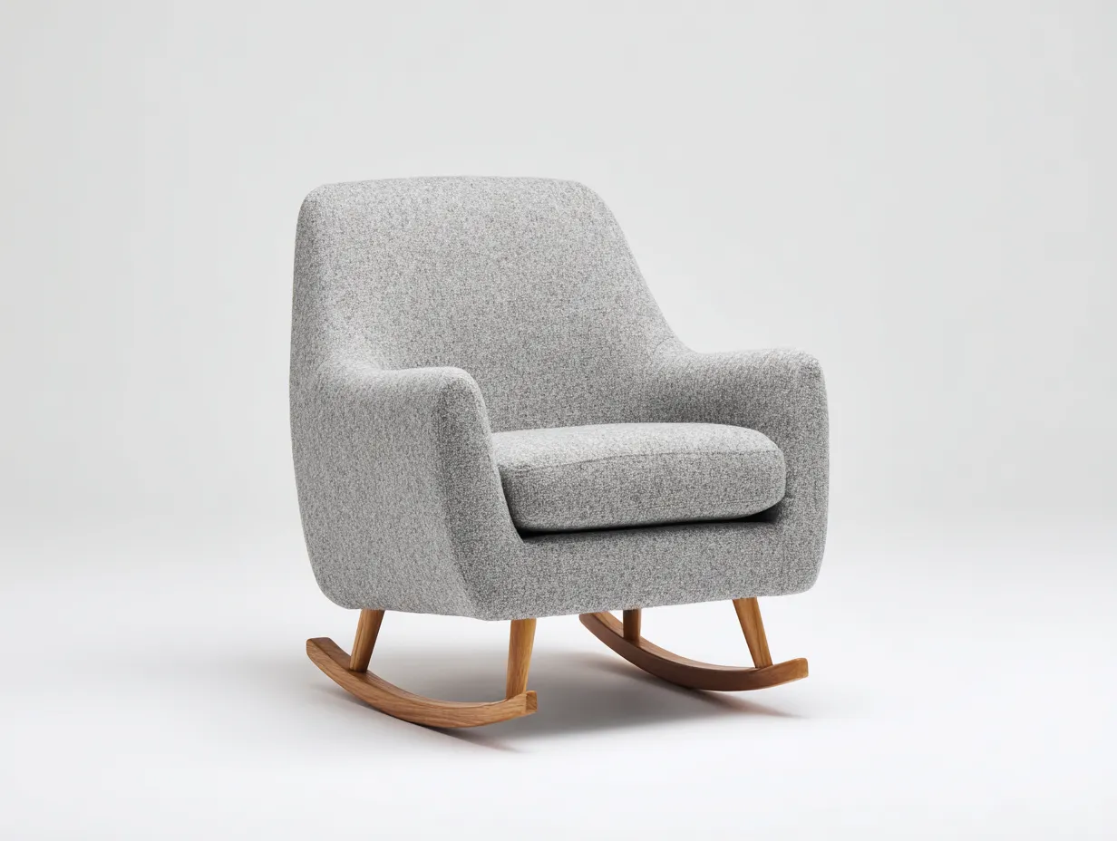 Fauteuil à bascule - tissu-bois massif - 84x91x100 cm - gris clair - style moderne-Casaupden