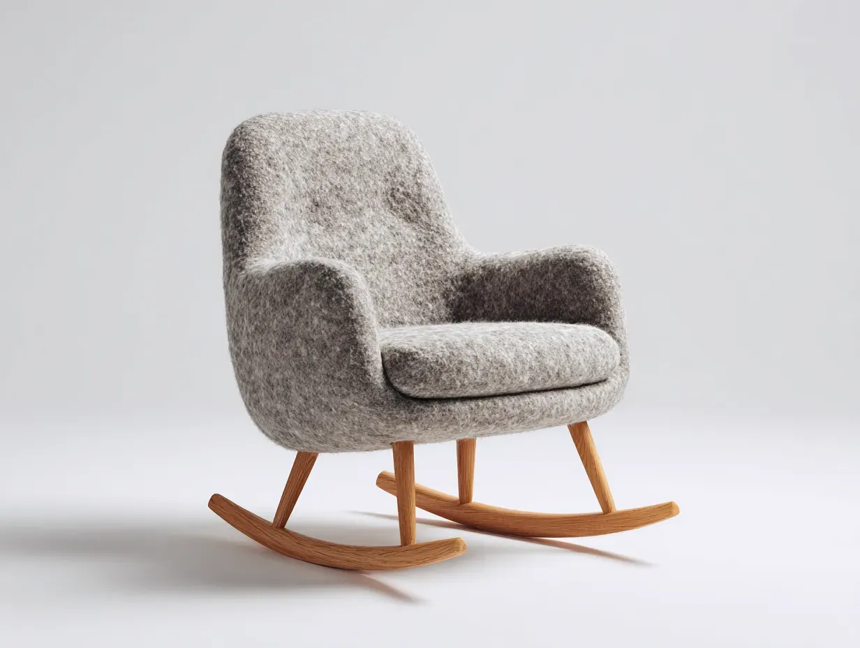 Fauteuil à bascule - tissu-bois massif - 78x90x101 cm - gris clair - style moderne-Casaupden