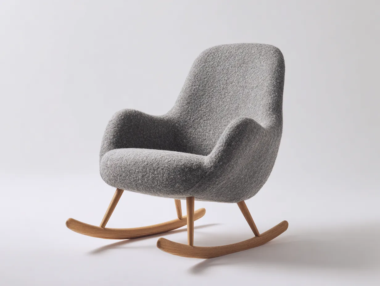 Fauteuil à bascule - tissu-bois massif - 80x88x97 cm - gris clair - style moderne-Casaupden