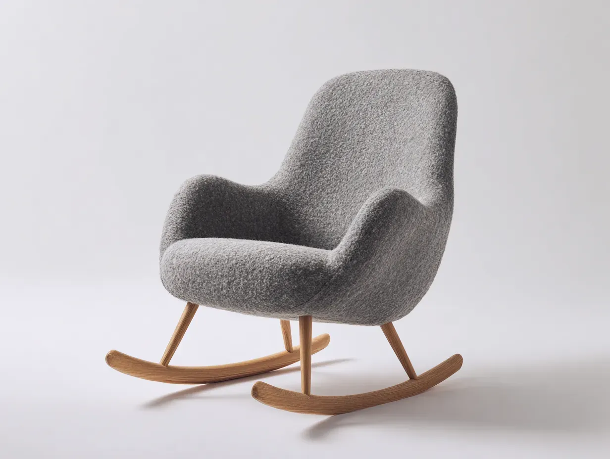Fauteuil à bascule - tissu-bois massif - 80x88x97 cm - gris clair - style moderne-Casaupden