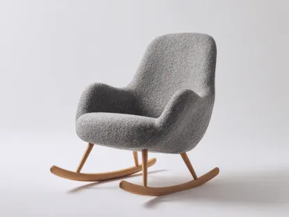 Fauteuil à bascule - tissu-bois massif - 80x88x97 cm - gris clair - style moderne-Casaupden