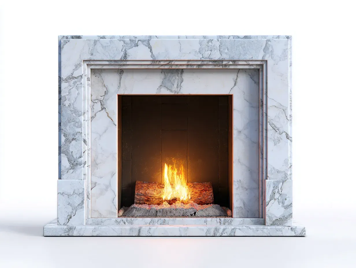 Cheminée électrique - marbre-métal-verre trempé - 128x32x102 cm - blanc-noir - style moderne-Casaupden