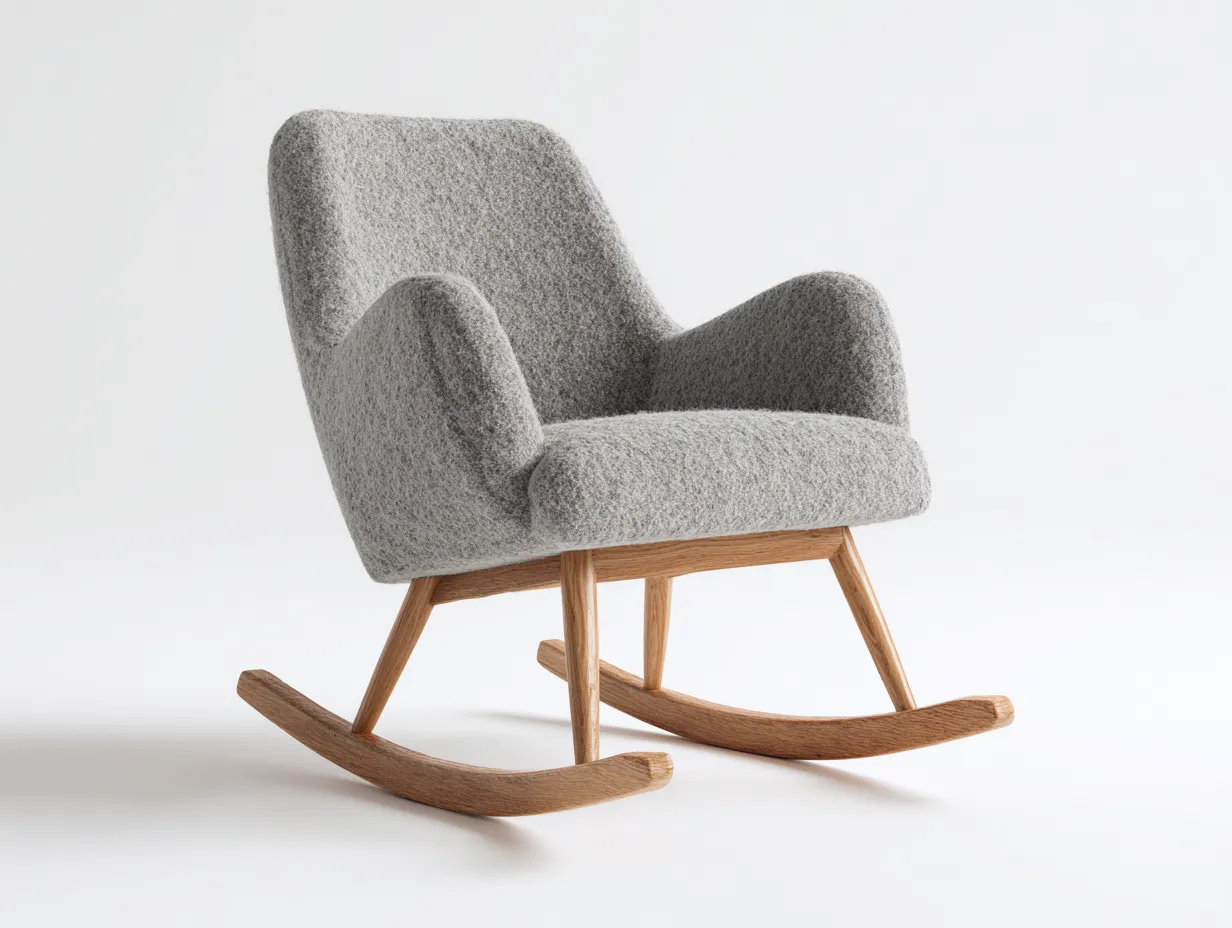 Fauteuil à bascule - tissu-bois massif - 76x87x96 cm - gris - style moderne-Casaupden