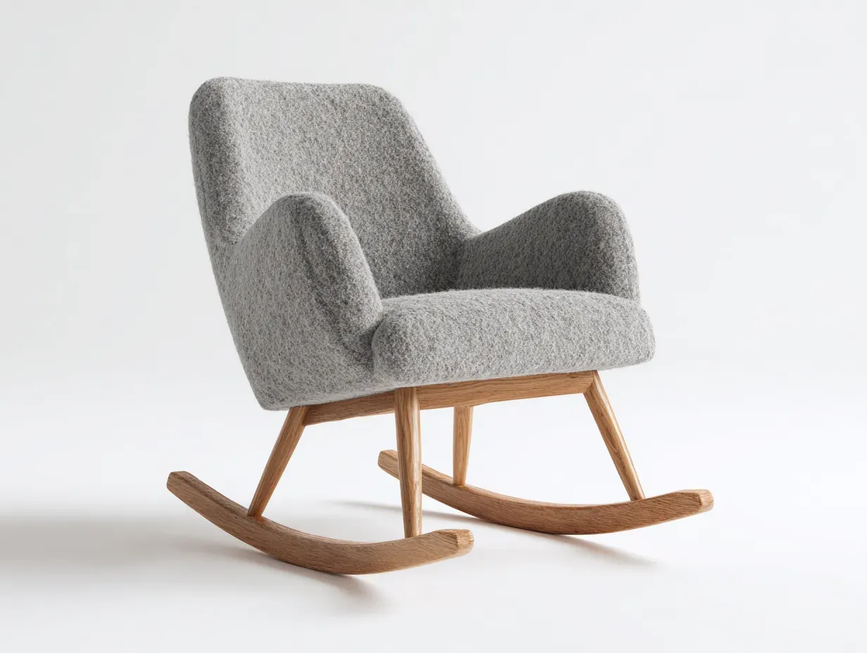 Fauteuil à bascule - tissu-bois massif - 76x87x96 cm - gris - style moderne-Casaupden