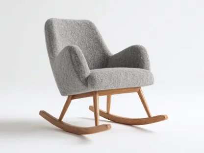 Fauteuil à bascule - tissu-bois massif - 76x87x96 cm - gris - style moderne-Casaupden