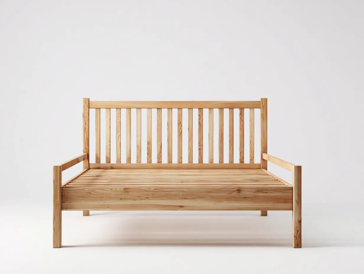 Lit double - bois massif - 209x169x102 cm - brun - style nordique-Casaupden