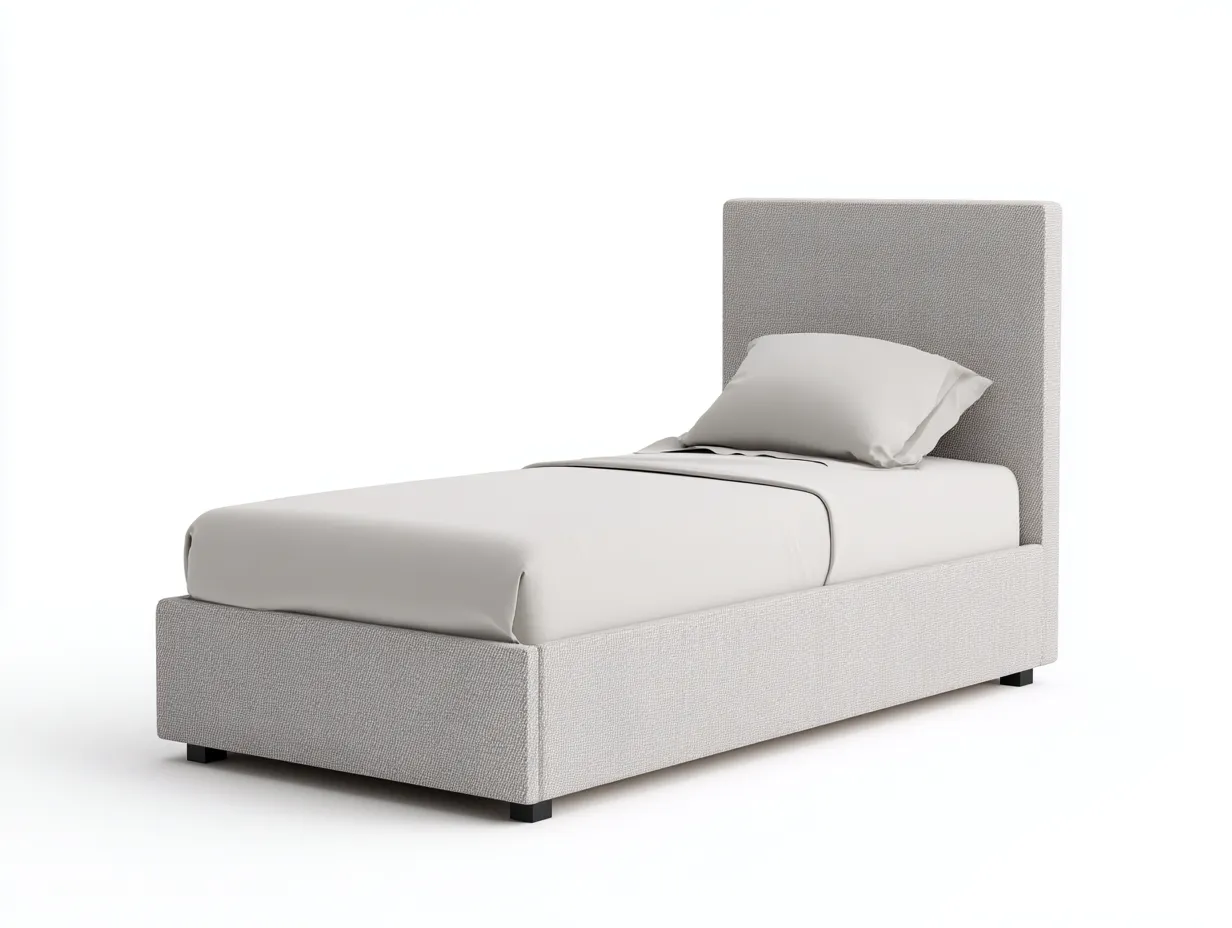 Lit simple - tissu - 198x98x102 cm - gris clair - style moderne-Casaupden