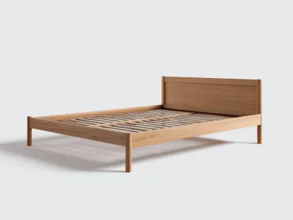 Lit double - bois massif - 204x164x92 cm - brun - style moderne-Casaupden