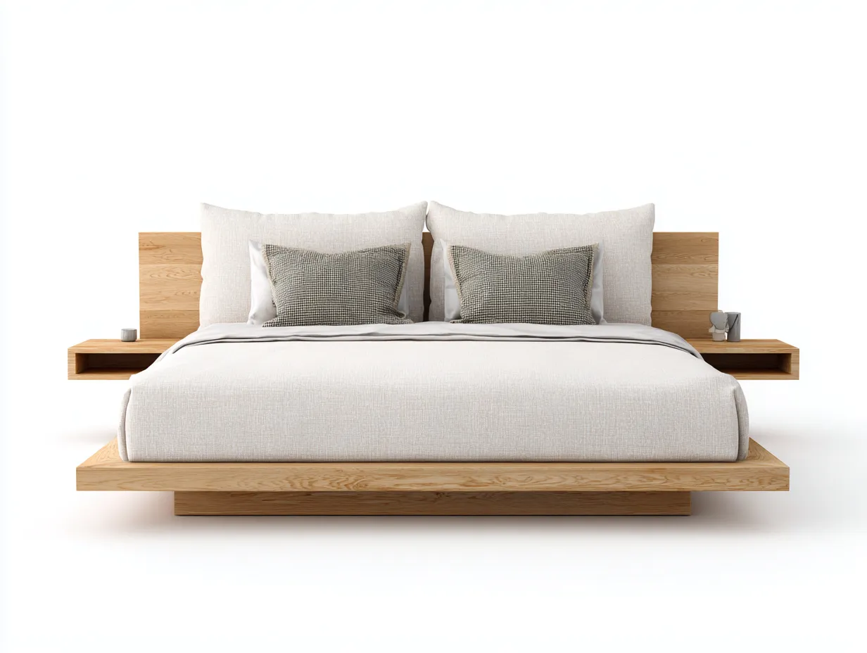 Lit double - bois massif - 212x172x86 cm - brun - style moderne-Casaupden