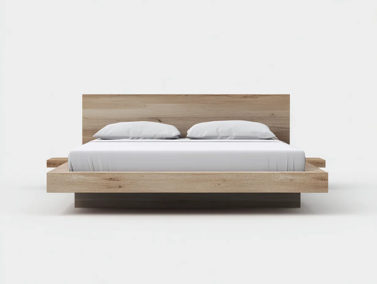 Lit double - bois massif - 206x166x84 cm - brun - style moderne-Casaupden