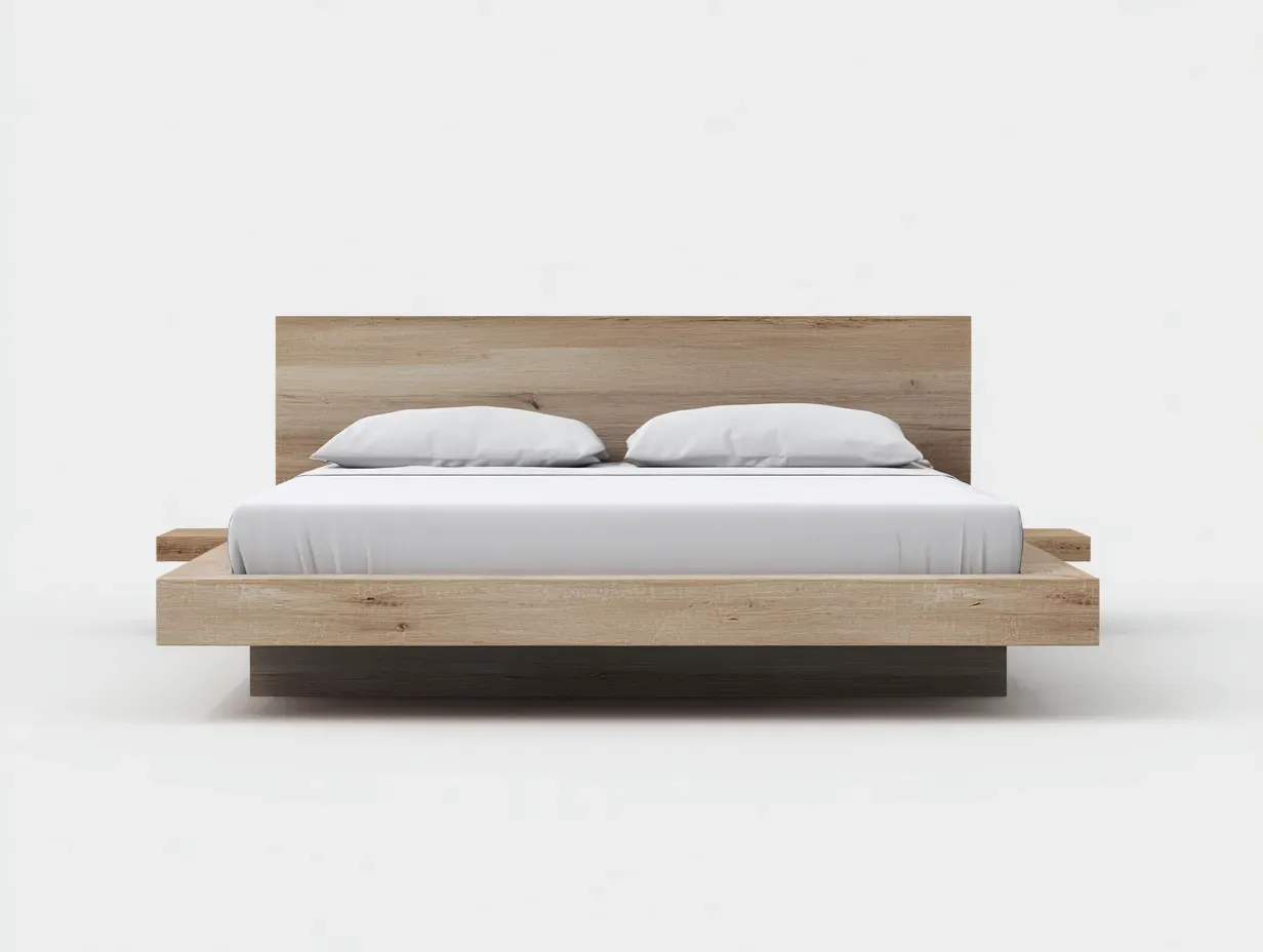 Lit double - bois massif - 206x166x84 cm - brun - style moderne-Casaupden