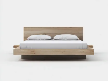 Lit double - bois massif - 206x166x84 cm - brun - style moderne-Casaupden