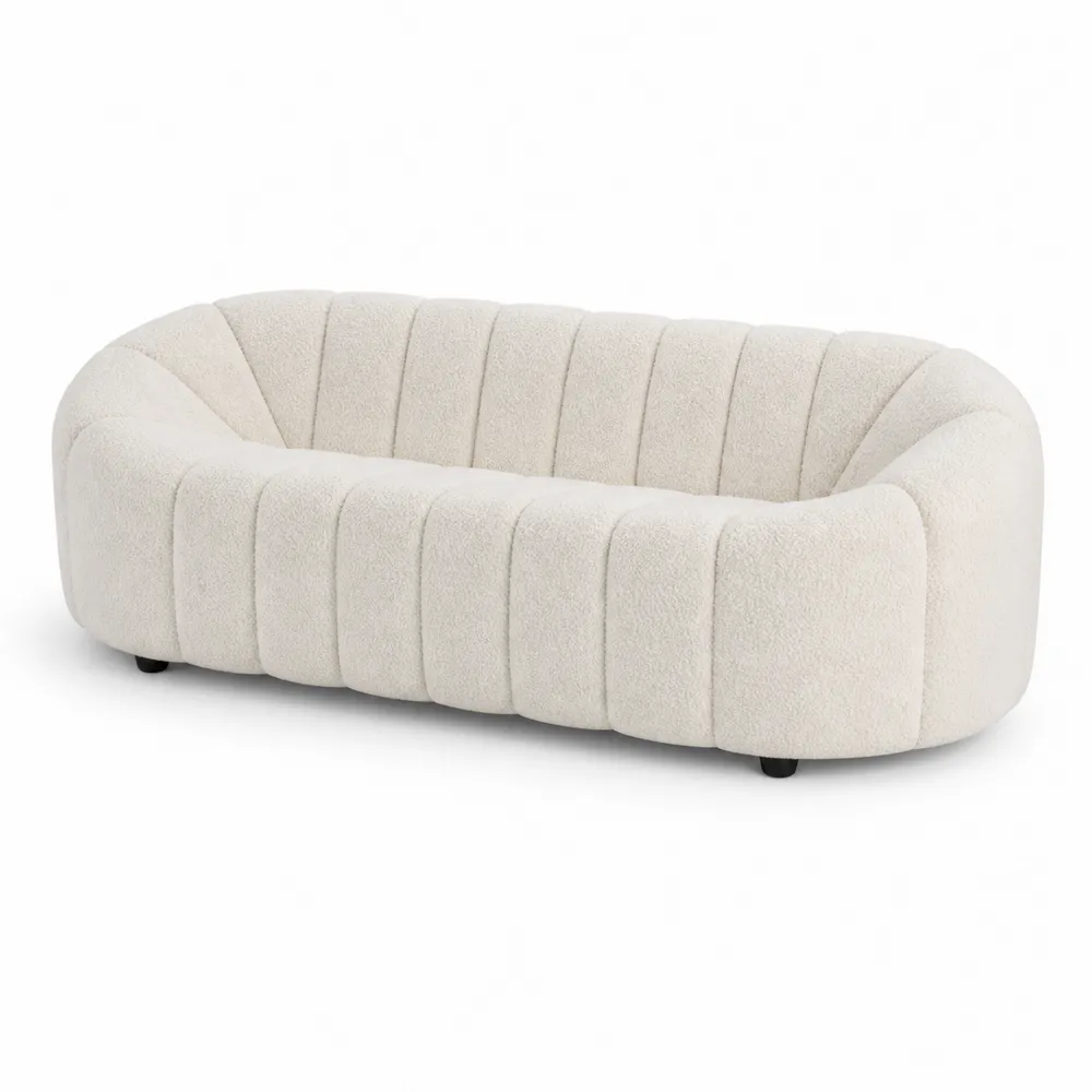 Divanetto Loveseat in Tessuto Bouclé Beige 200 cm-Retrochateaue
