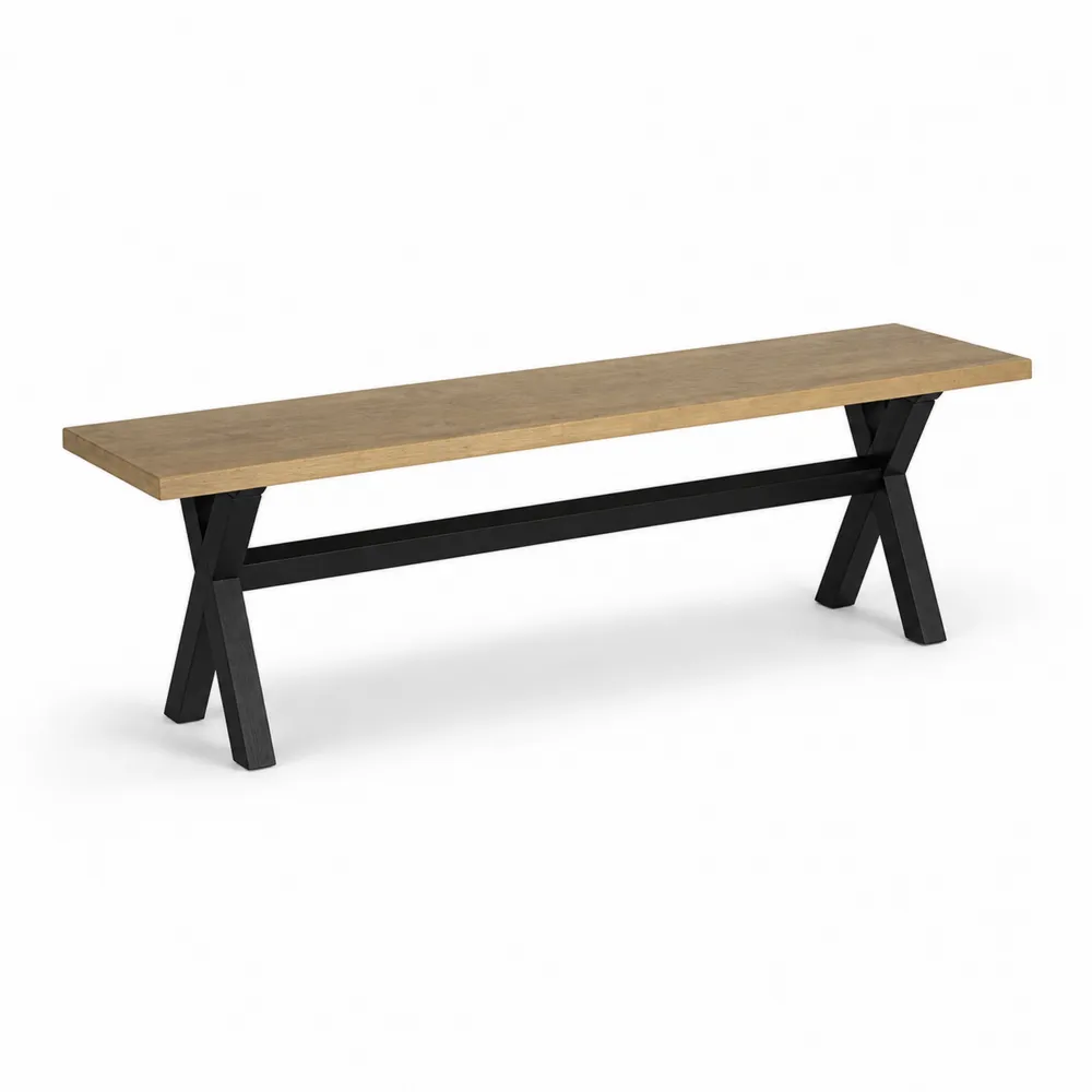 Panca in Legno e Metallo Verniciato 180x35x45 cm-Retrochateaue
