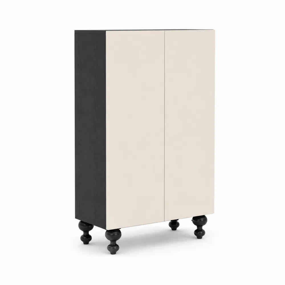 Armadio in Legno Laminato con Due Ante Beige e Nero 180x80x40 cm-Retrochateaue