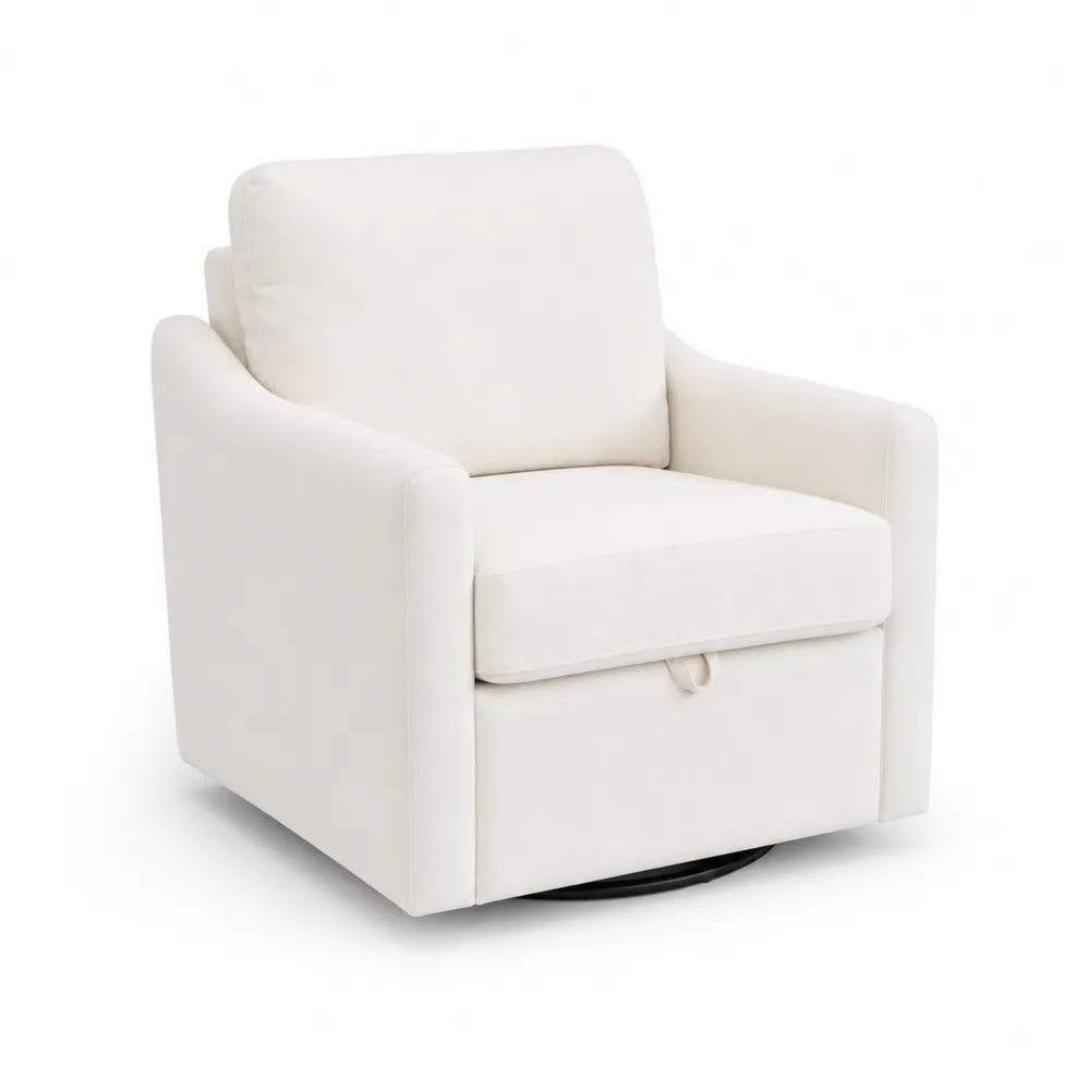 Poltrona girevole in poliestere bianco-Retrochateaue